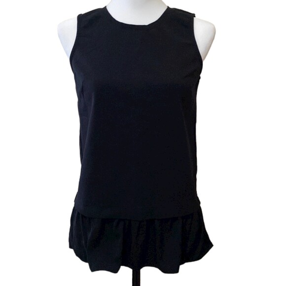 J Crew Womens Top Black Peplum Ruffle Sleeveless XS Cotton Blend Woven Career - Picture 1 of 13